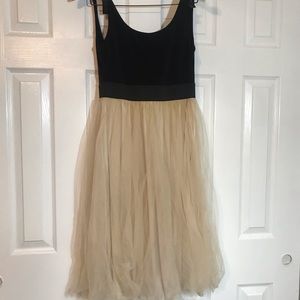🌙Tan Tulle & Black Sleeveless Dress 🌙 Worn Once